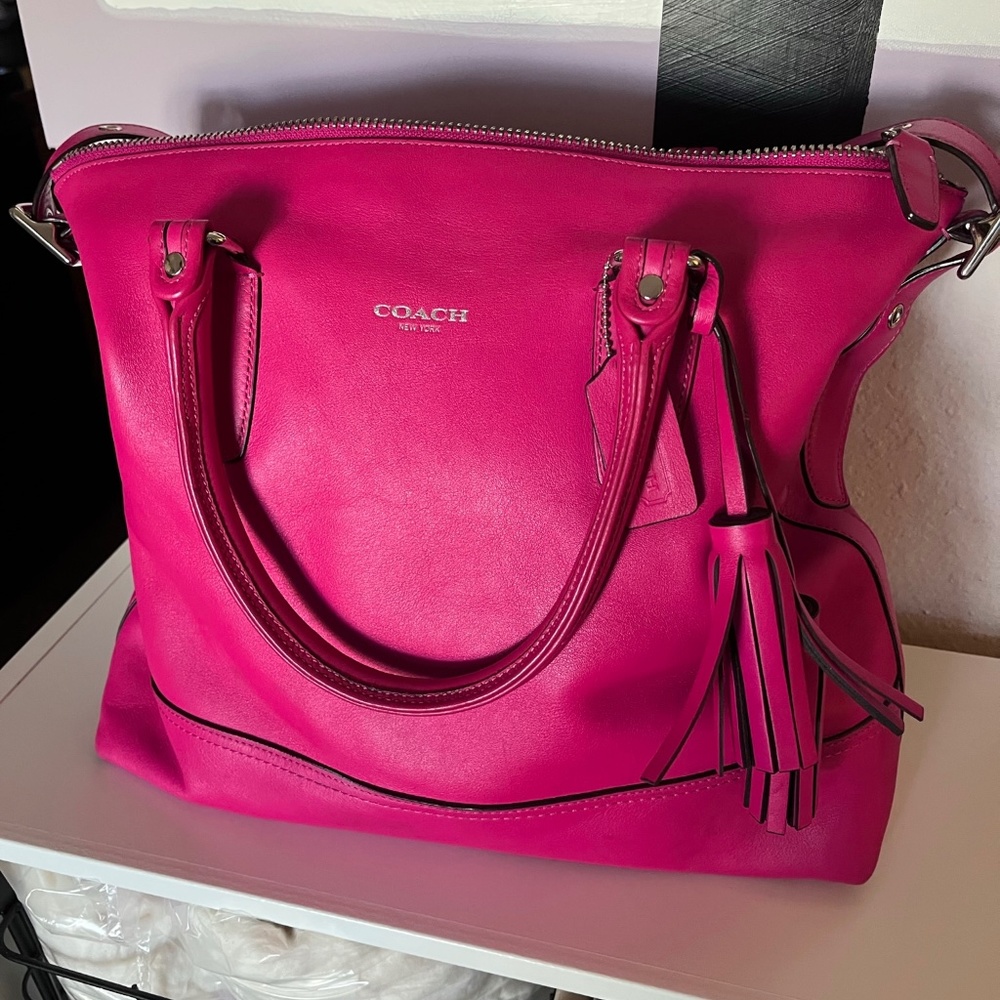 Coach Legacy Rory Satchel Fuchsia Leather